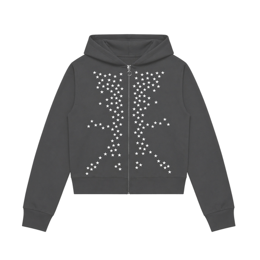 STARS CROPPED ZIP HOODIE